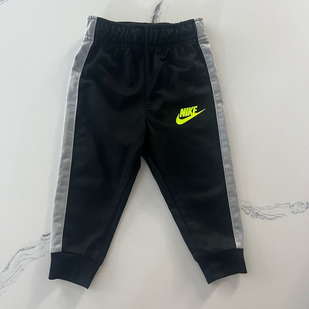 Nike Kids Black Joggers with Gray and Neon Accents
